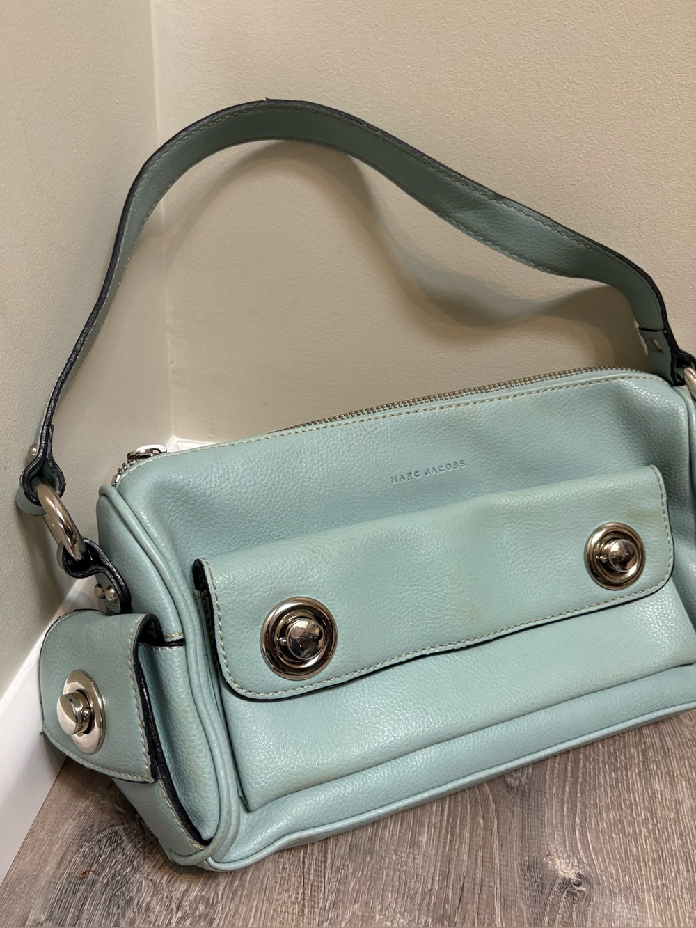 Light Blue Leather Handbag